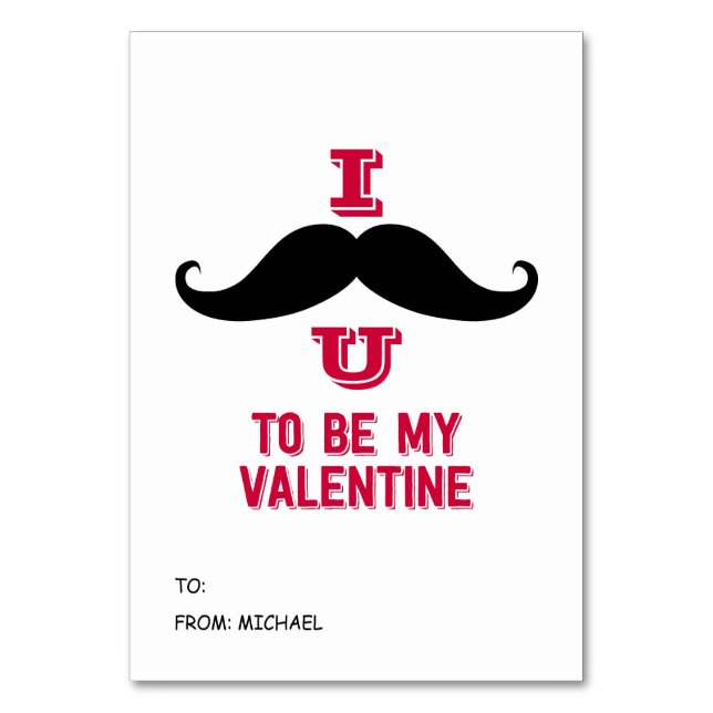 Moustache Kids Classroom Valentine Card (Front)