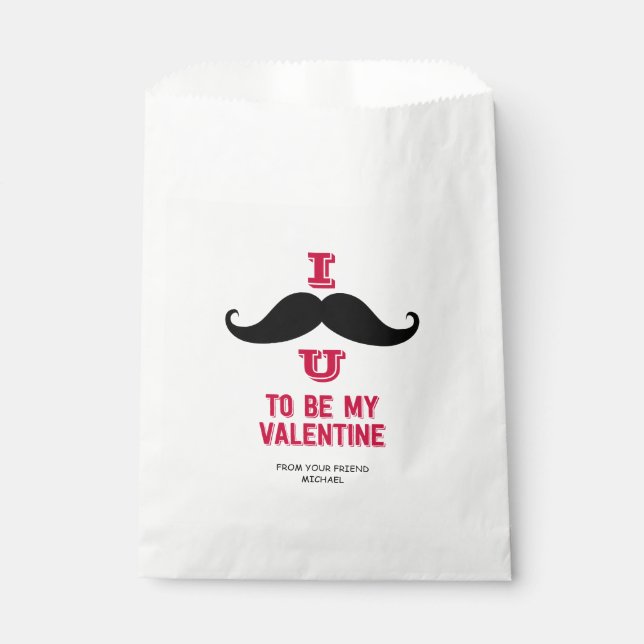 Moustache Kids Classroom Valentine Favour Bag (Front)