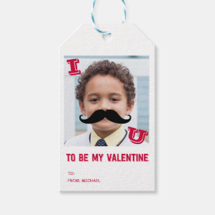Moustache Kids Classroom Valentine Photo Gift Tags
