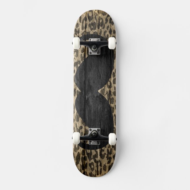 Moustache Leopard Vintage #6 Skateboard (Front)