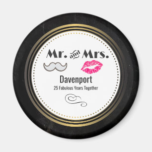 Moustache & Lips Mr. & Mrs. - Anniversary Magnet