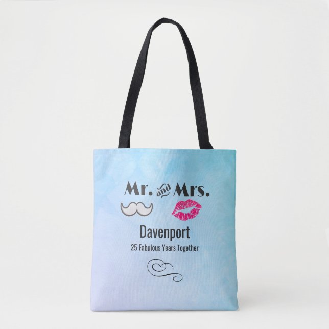 Moustache & Lips Mr. & Mrs. - Anniversary Tote Bag (Front)
