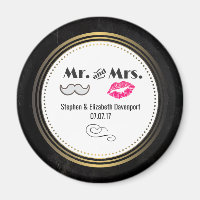 Moustache & Lips Mr. & Mrs. Black & Gold Wedding