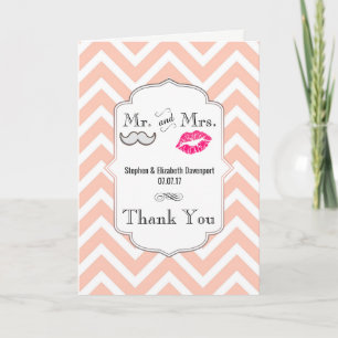Moustache & Lips Mr. & Mrs. Wedding Thank You Card