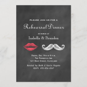Moustache & Lips Rehearsal Dinner Invitation