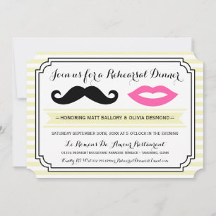 Moustache & Lips Rehearsal Dinner Invites