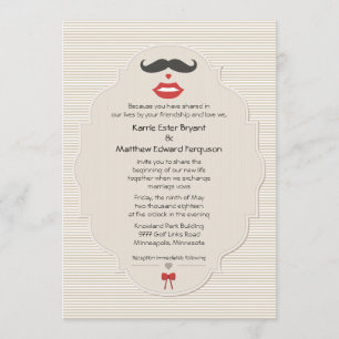 Moustache Lips Retro Wedding Invitation