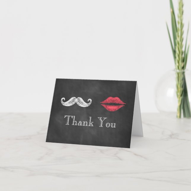 Moustache & Lips Thank You Card (Front)