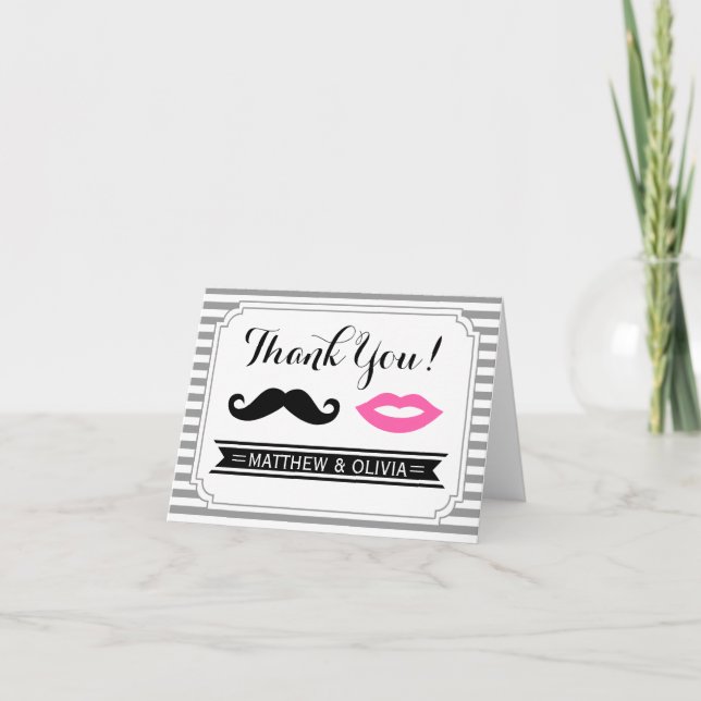 Moustache & Lips Thank You Cards (Front)