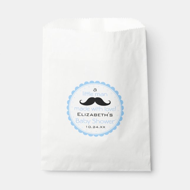 Moustache Little Man Baby Shower Guest Favour Bags (Front)