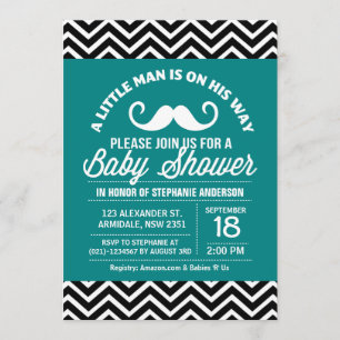 Moustache little man baby shower invitation