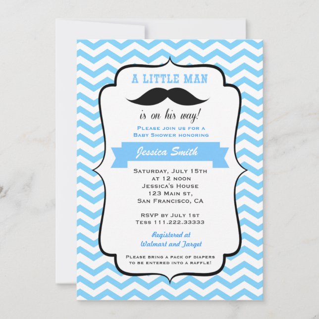 Moustache Little Man Baby Shower Invitation (Front)