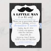 Moustache Little Man Baby Shower Invitation