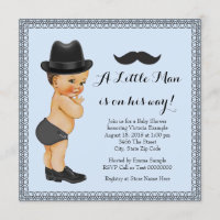 Moustache Little Man Blue and Black Baby Shower