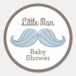 Moustache Little Man Classic Round Sticker