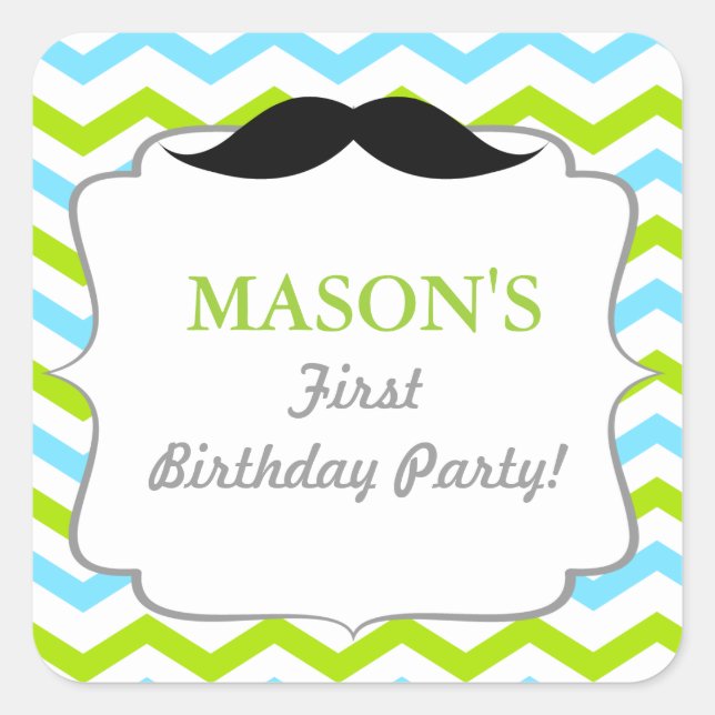 Moustache Little Man Favour Stickers Seals (Front)