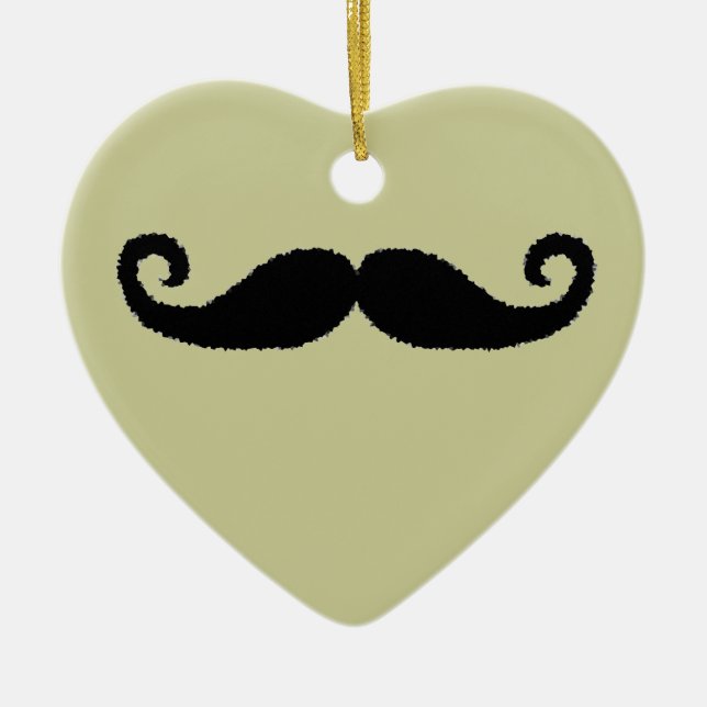 Moustache Love Ceramic Tree Decoration (Front)