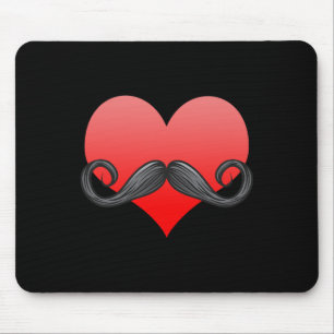 Moustache Love Heart Valentines Day Beard Men Funn Mouse Mat