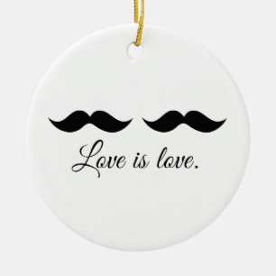 MOUSTACHE LOVE -.png Ceramic Tree Decoration