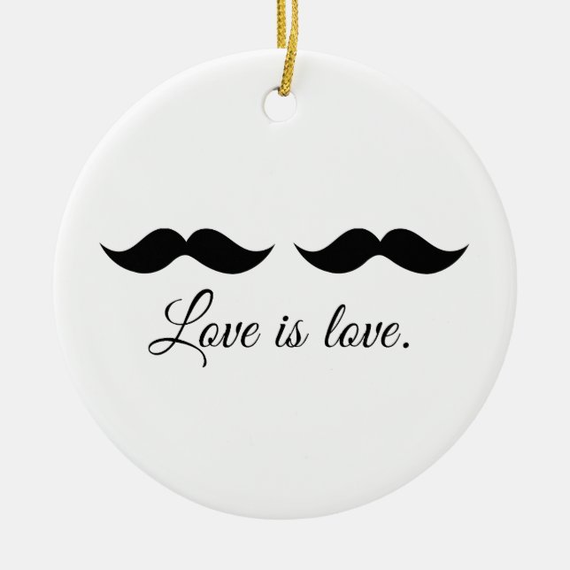 MOUSTACHE LOVE -.png Ceramic Tree Decoration (Front)