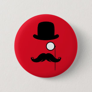 Moustache Man on Red Background 6 Cm Round Badge
