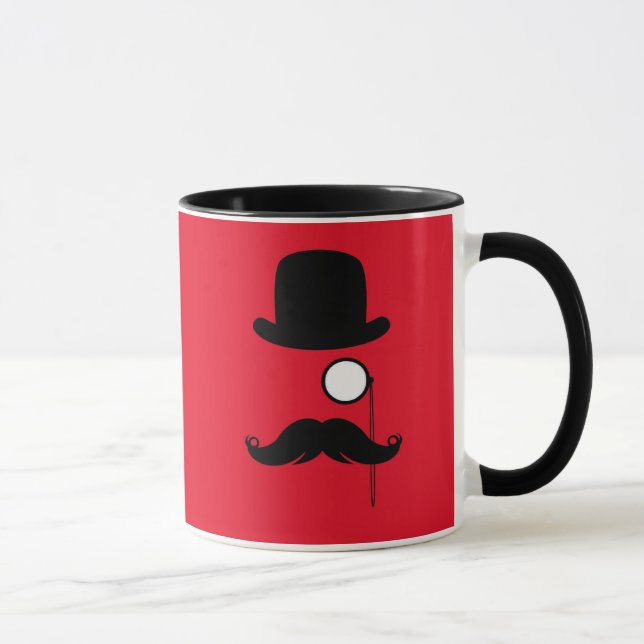 Moustache Man on Red Background Mug (Right)