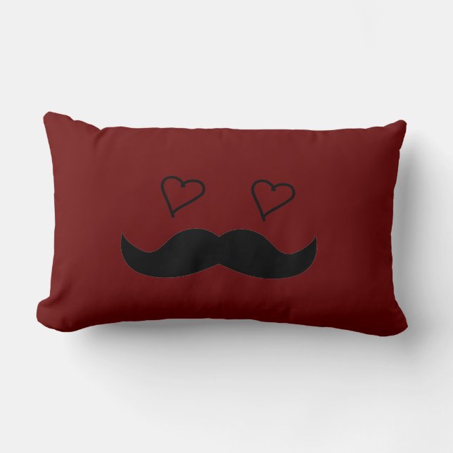 Moustache Man with Heart eyes Lumbar Cushion (Front)