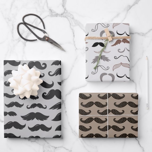 Moustache Mania Wrapping Paper Sheet (Front)
