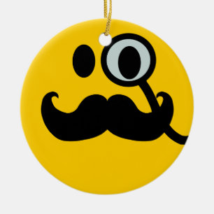 Moustache monocle ceramic tree decoration