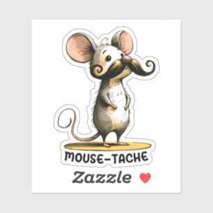 Moustache Mouse - Punny Cartoon Sticker