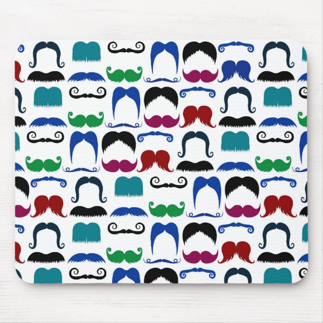 Moustache Moustache Retro Pattern Mouse Mat (Front)