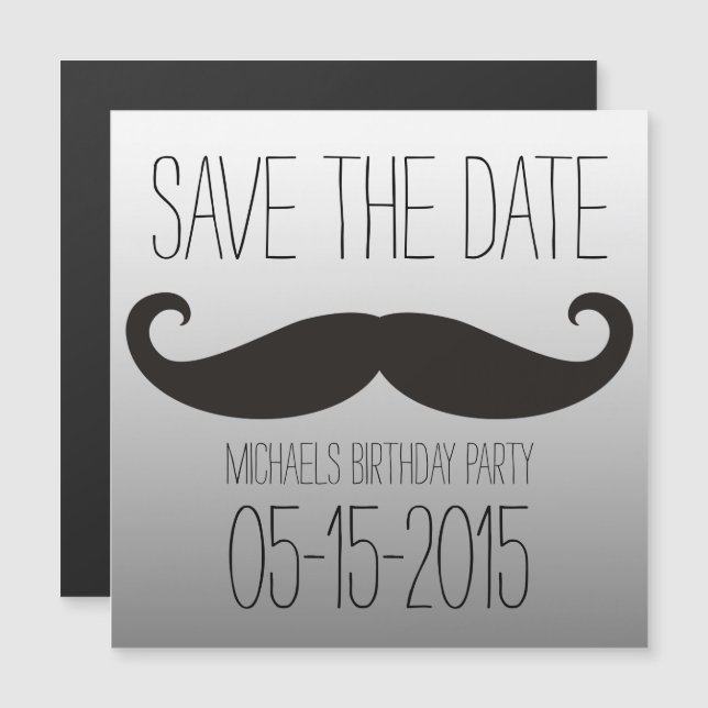 Moustache / Moustache / Schnurrbart + your text Magnetic Invitation (Front/Back)