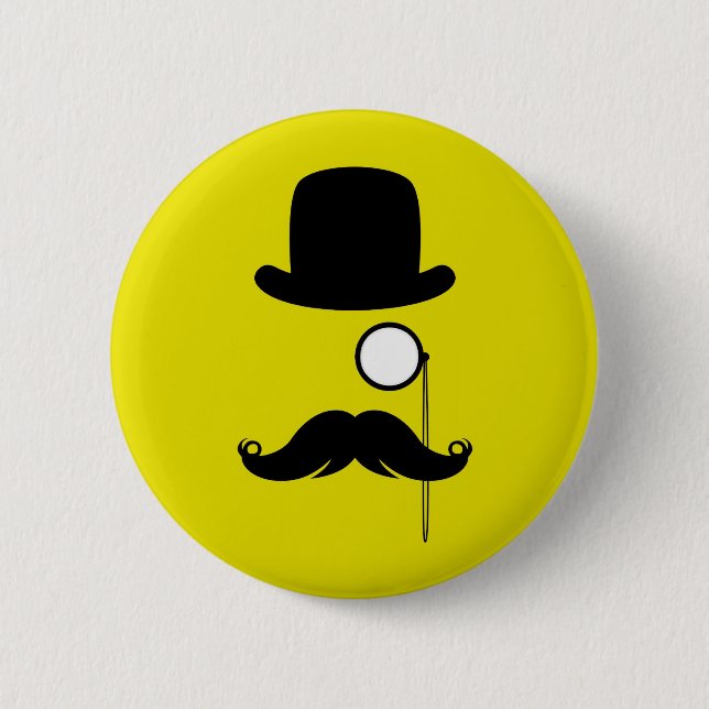 Moustache Moustache Stache Man with Glasses 6 Cm Round Badge (Front)