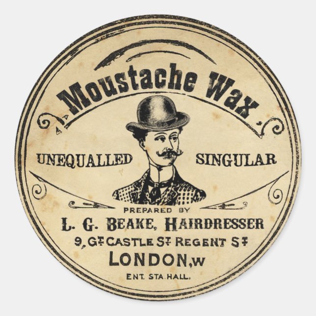 Moustache Moustache Wax Stickers Vintage Style (Front)