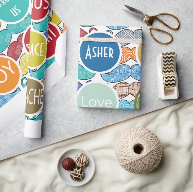 Moustache Mr. Hipster Retro Personalised Photo Wrapping Paper (Crafts)