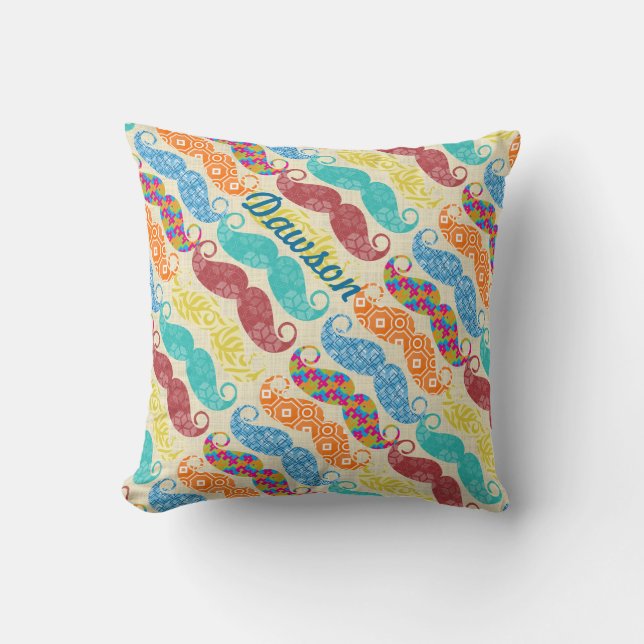 Moustache  Mr. Hipster Vintage Retro Cushion (Front)