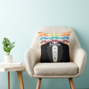 Moustache  Mr. Hipster Vintage Retro Groom Cushion
