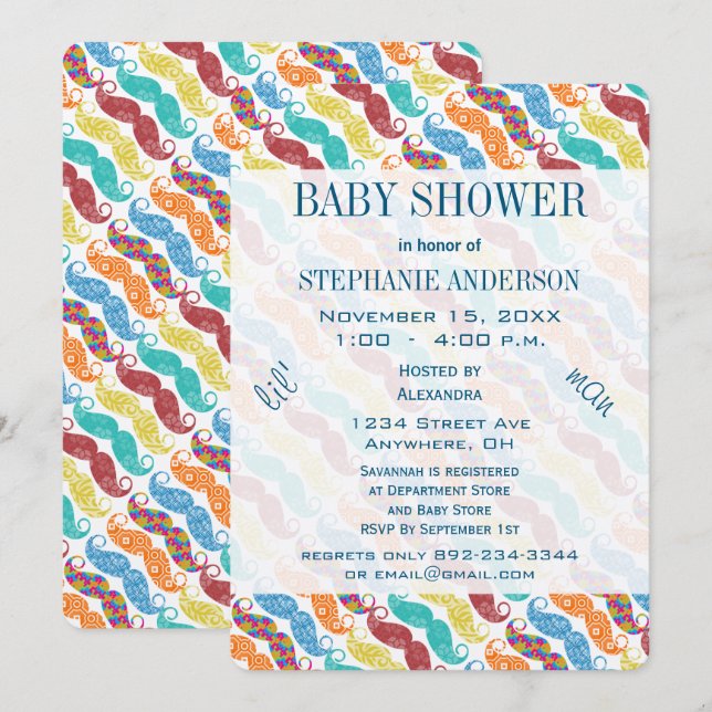 Moustache  Mr. Hipster Vintage Retro Invitation (Front/Back)