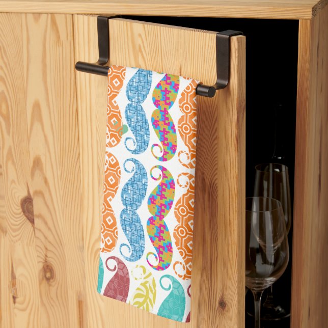 Moustache  Mr. Hipster Vintage Retro Tea Towel (Thirds Fold)