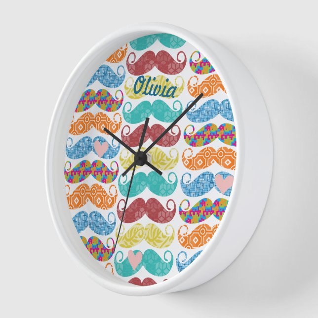 Moustache  Mr. Hipster Vintage Retro Wall Clock (Angle)