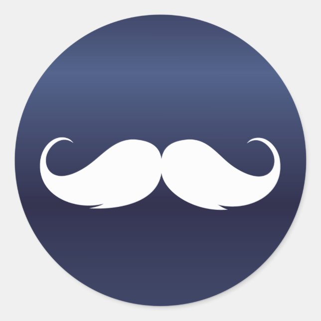 Moustache Navy Blue Baby Shower Favours Classic Round Sticker (Front)