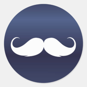 Moustache Navy Blue Baby Shower Favours Classic Round Sticker