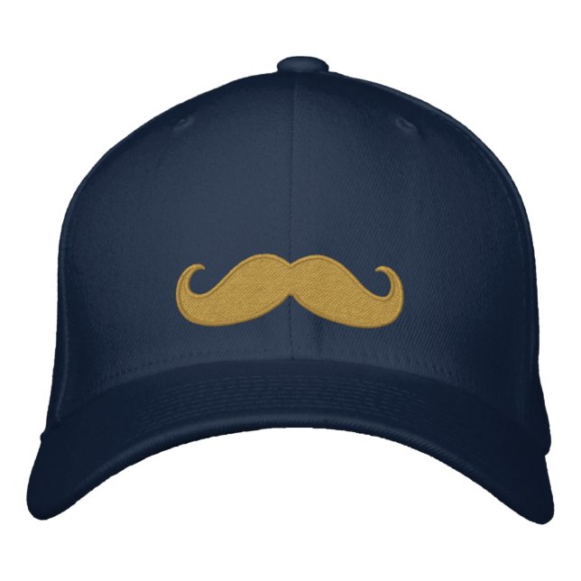 Moustache Navy Embroidered Hat (Front)