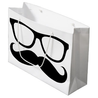Moustache Nerd Black Graphic Large Gift Bag