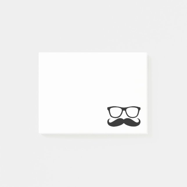 Moustache Nerd Black Graphic Post-it Notes (Front)