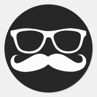 Moustache Nerd Classic Round Sticker