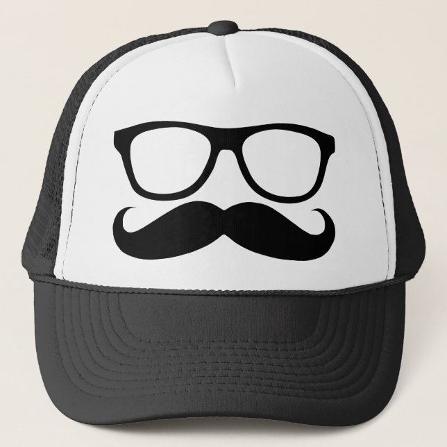 Moustache Nerd Trucker Hat (Front)