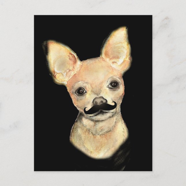 Moustache on a Cute Dog Humour Postcard (Front)