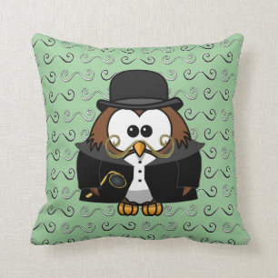 moustache owl cushion