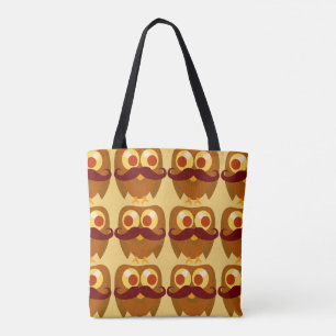 Moustache Owl Mania Tote Bag